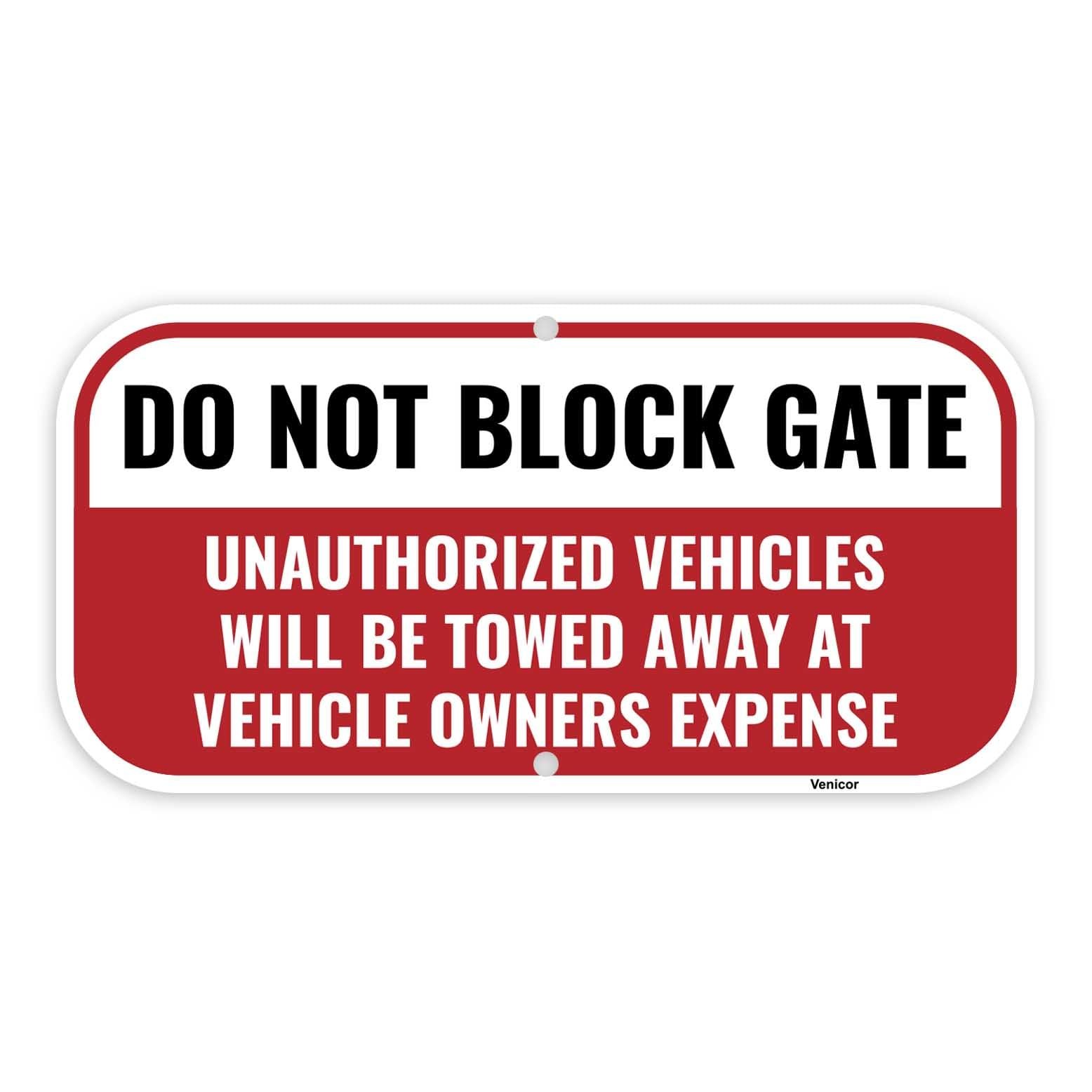 1 PC 12×6 Inch Aluminum Do Not Block Gate Sign Rustproof Reflective Metal
