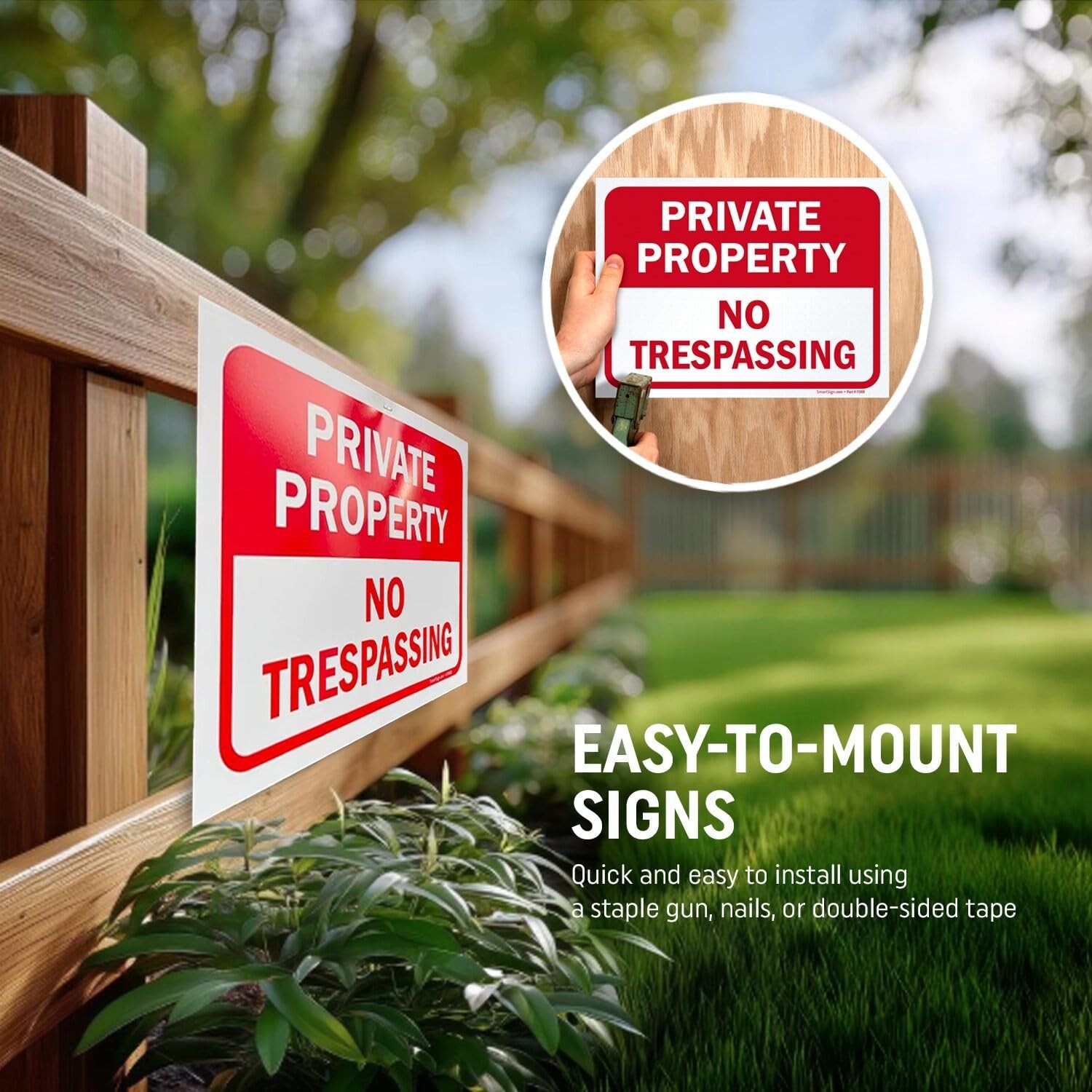5 Pcs 12×9 Inch Plastic Private Property No Trespassing Signs for Indoor Outdoor