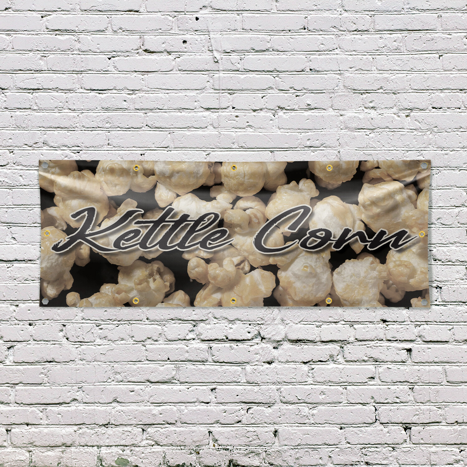 Kettle Corn 13 oz Vinyl Banner Sign with Metal Grommets Heavy-Duty Single-Sided