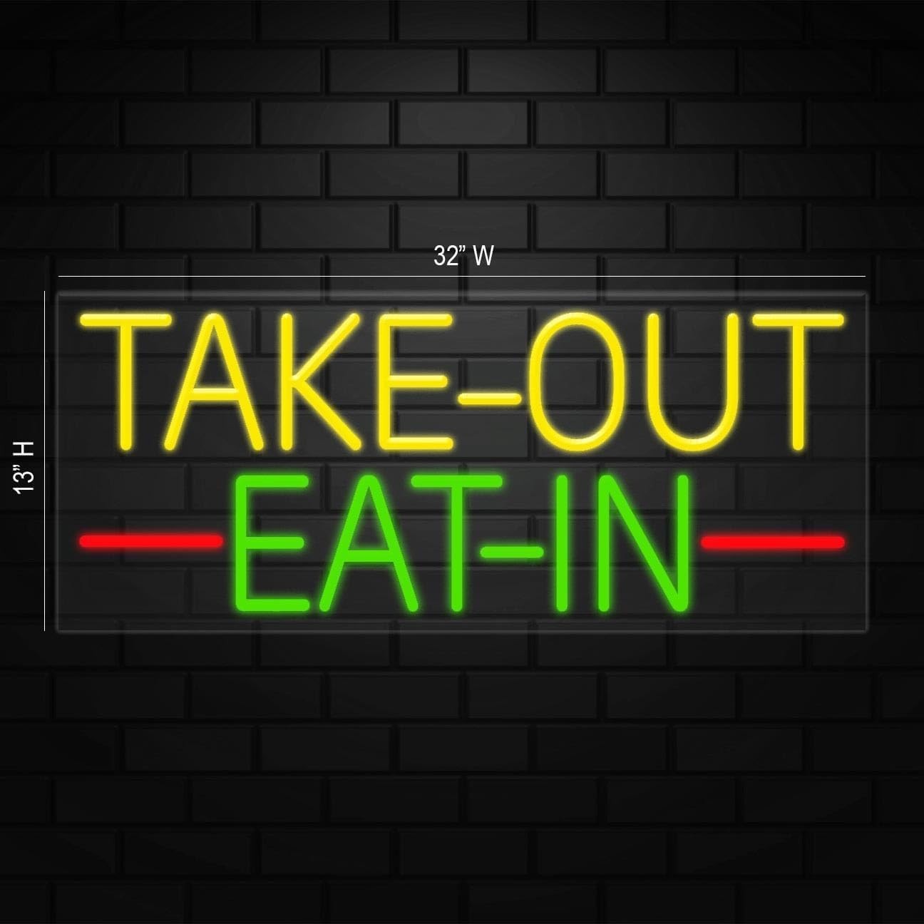 Take Out Eat in Sign for Business Displays | LED Flex Neon | 32&Prime;W x 13&Prime;H x 1&Prime;D
