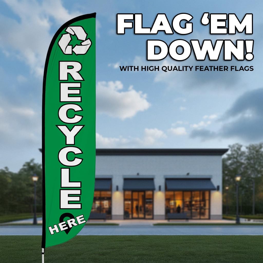 Lookourway Feather Flag Pole Kit – 12 Feet Tall Advertising Flag Banner