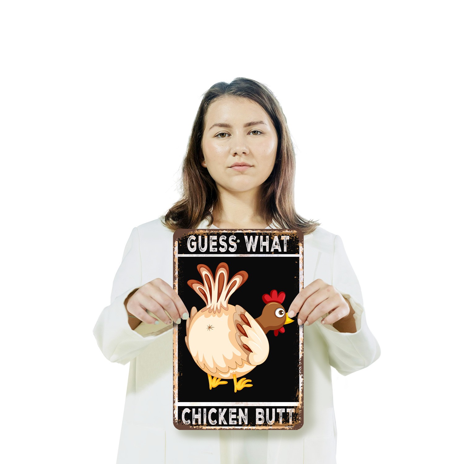 Guess What Chicken Butt Sign Giggles Guaranteed Durable Perfect for Bathrooms