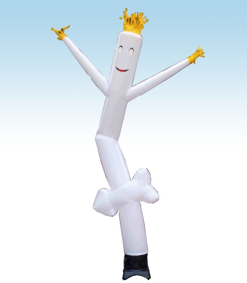 Advertising Inflatable Tube Man 12ft White Arrow Blow Up Wavy Flailing w Blower