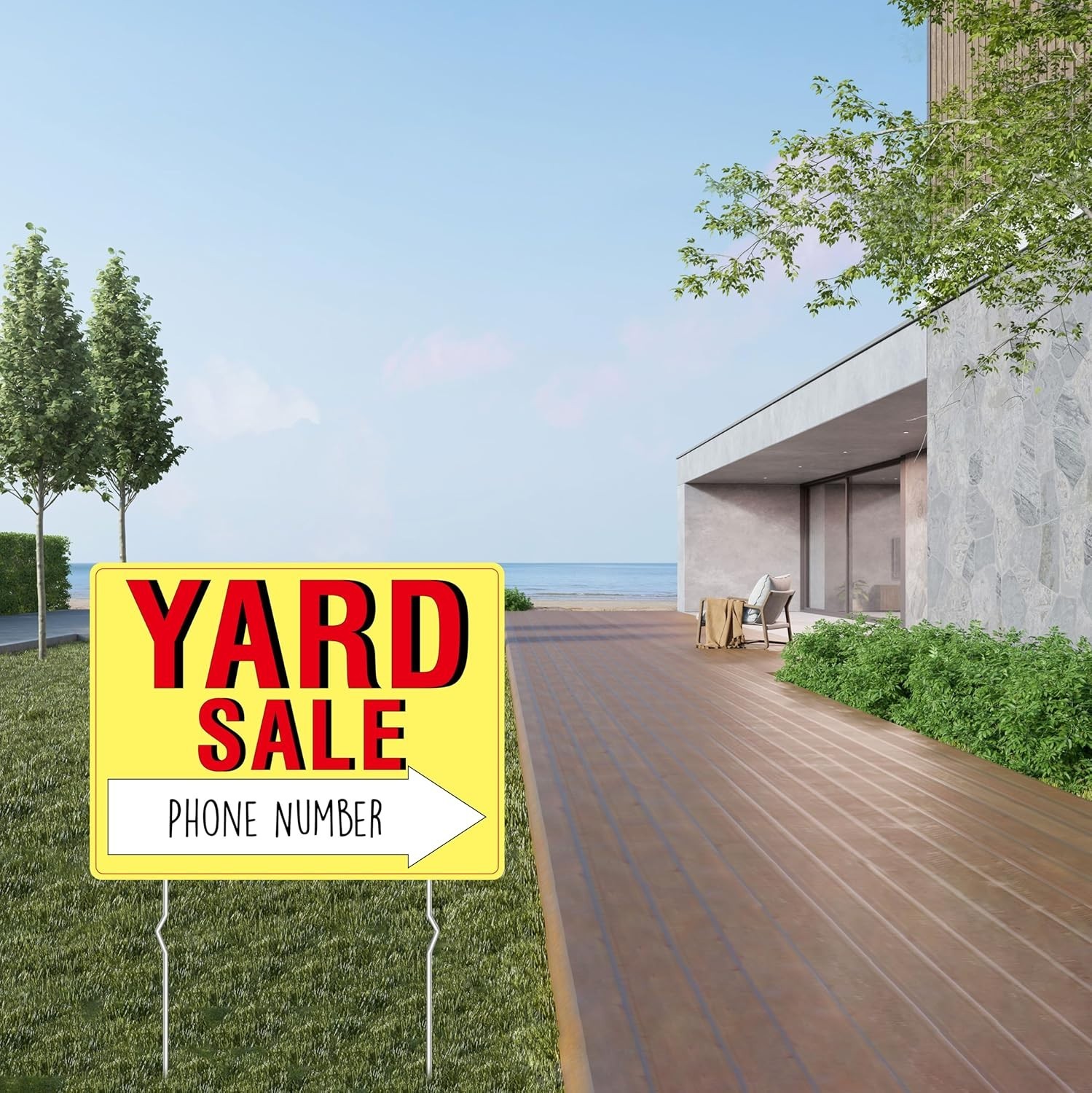 Bright Yellow Yard Sale Sign Set – 3 Double-Sided Signs for Maximum Visibility
