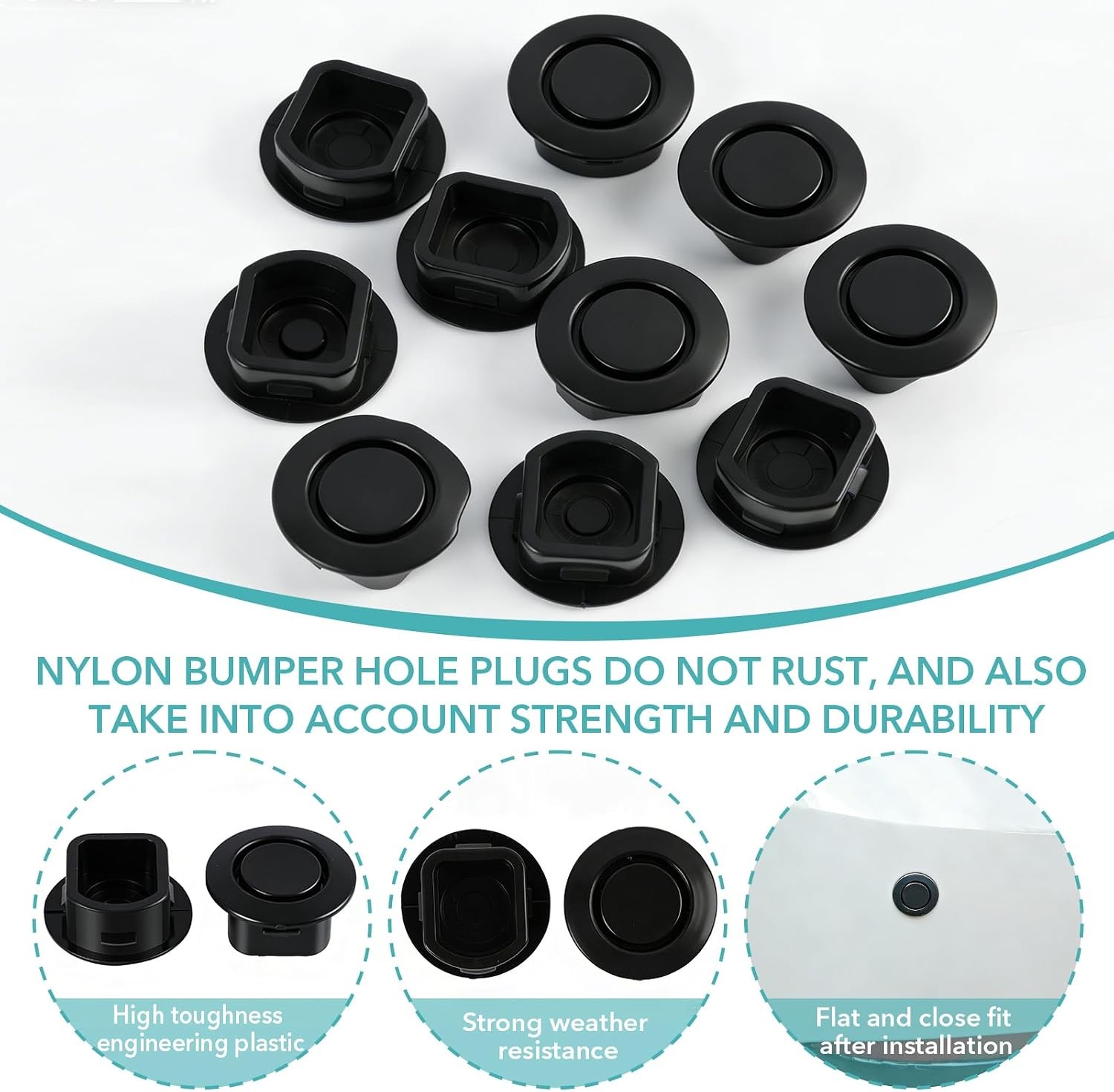 10 Pcs Car Bumper Hole Plugs, 22mm Universal Parking Sensor Delete Caps, Nylon A