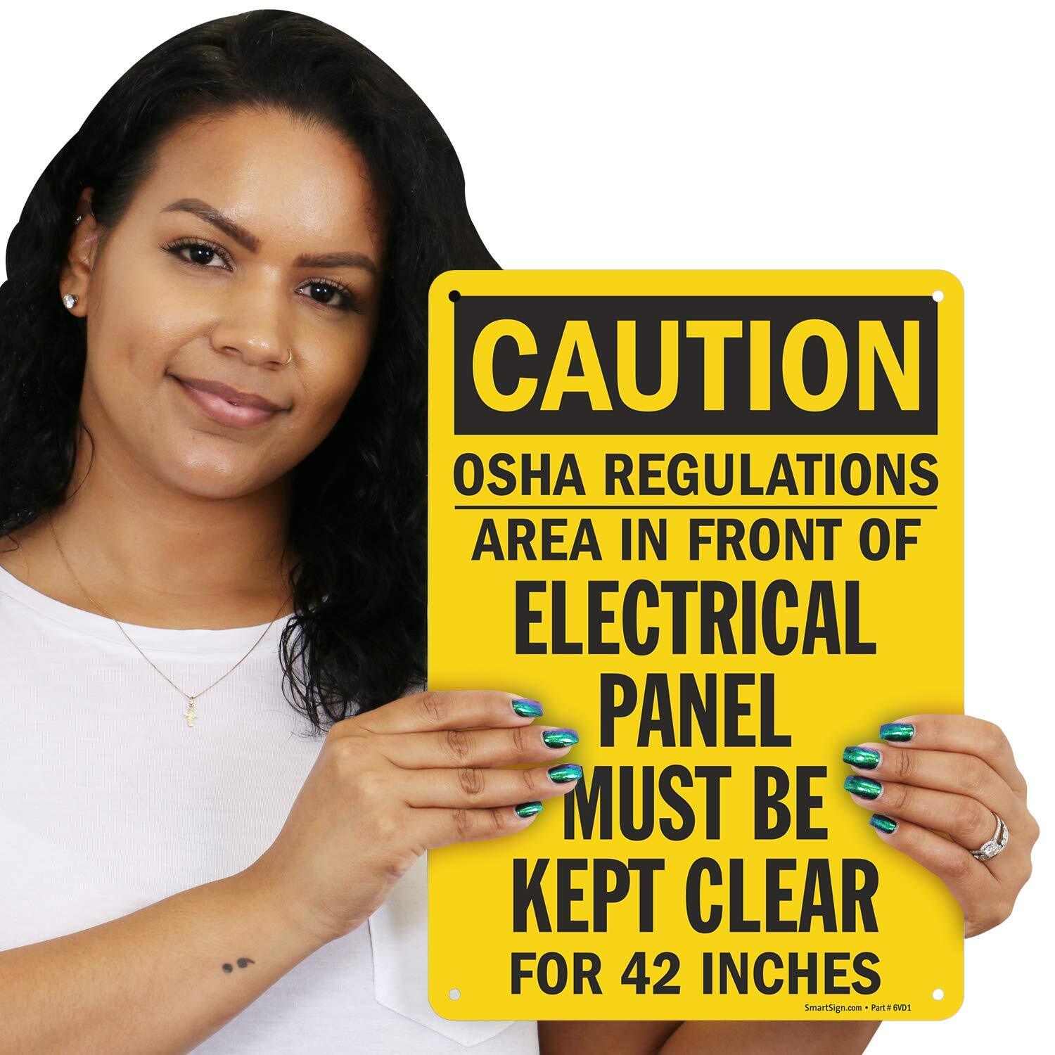 10×14 inch Caution Sign Electrical Panel Must Be Kept Clear for 42 Inches