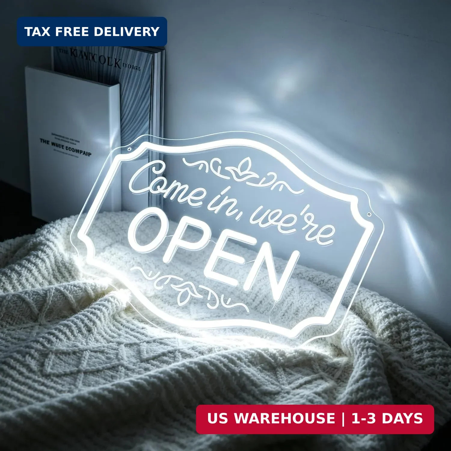 Open Neon Signs for Wall Decor -White LED Open Signs for Business,Restaurant Bar