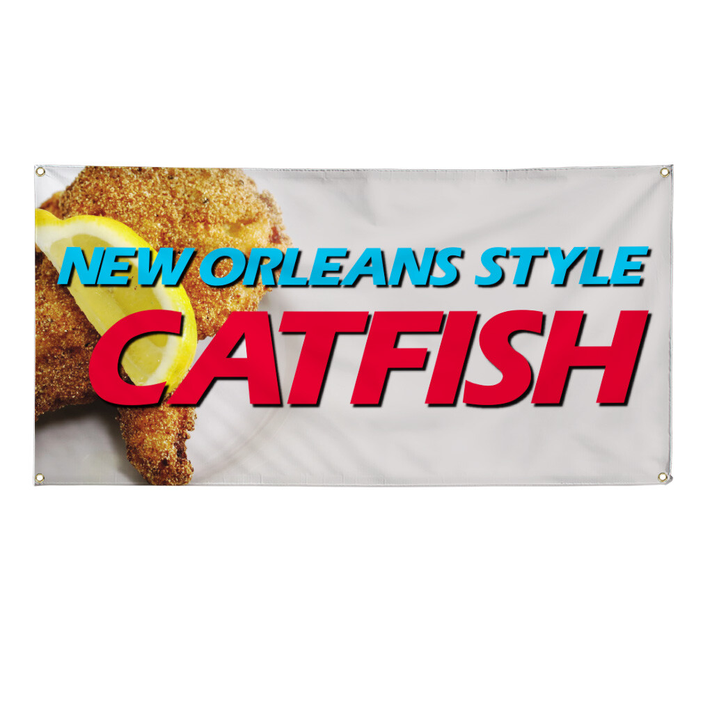 Vinyl Banner Multiple Sizes New Orleans Style Catfish Restaurant Cafe Outdoor