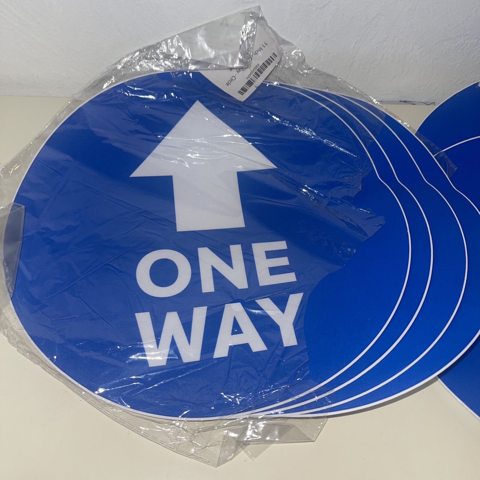 4 new + 2 damaged pixleverse ONE WAY 11” circle floor Decal Sticker commercial