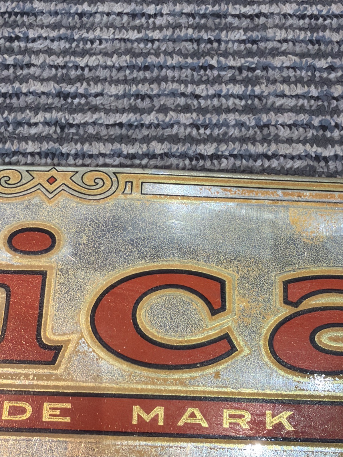 Vintage Advertisement Hanging Sign Display Utica Trousers New York NY Trade Mark