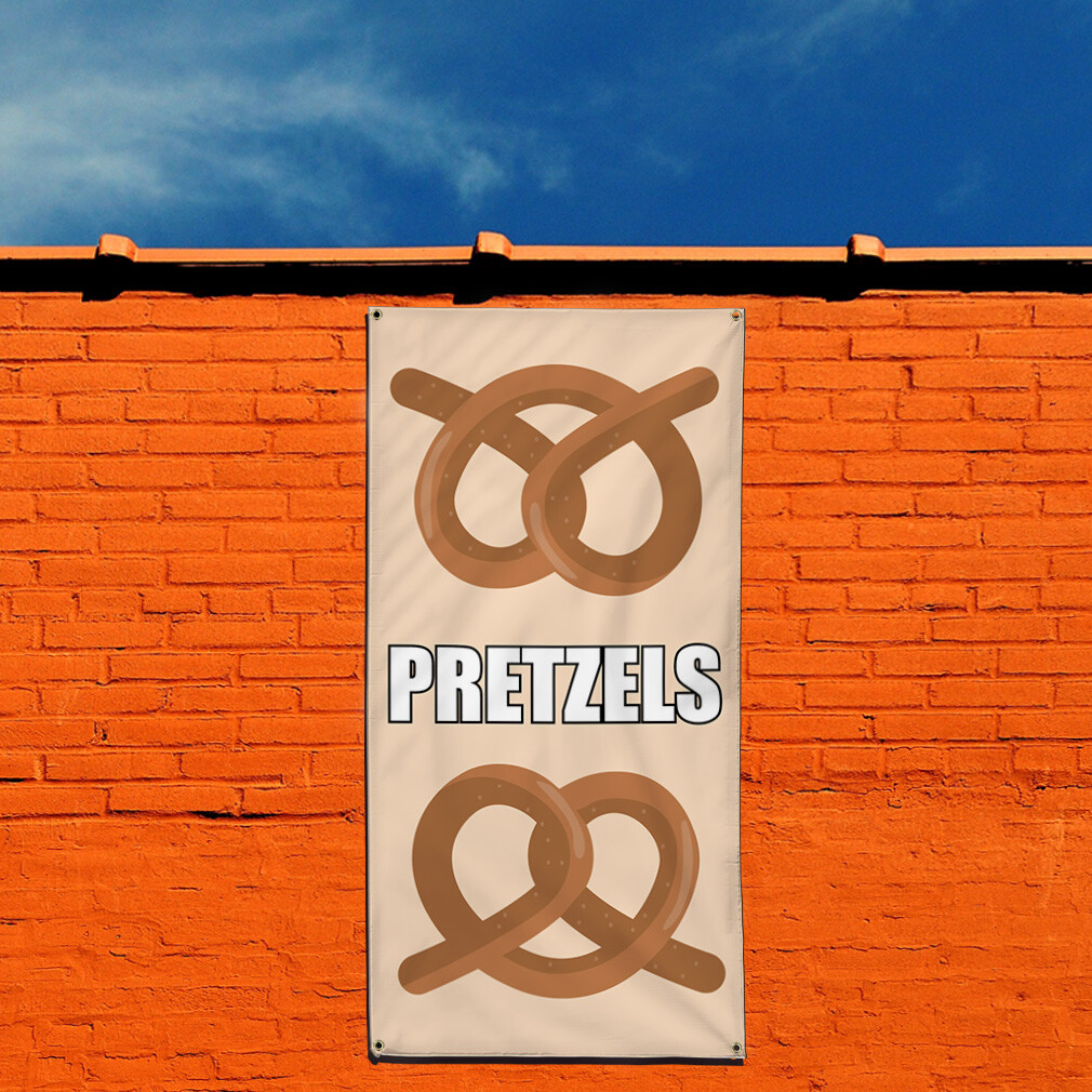 Vertical Vinyl Banner Multiple Sizes Pretzels Bakery Farmer&rsquo;s Market Food Fair