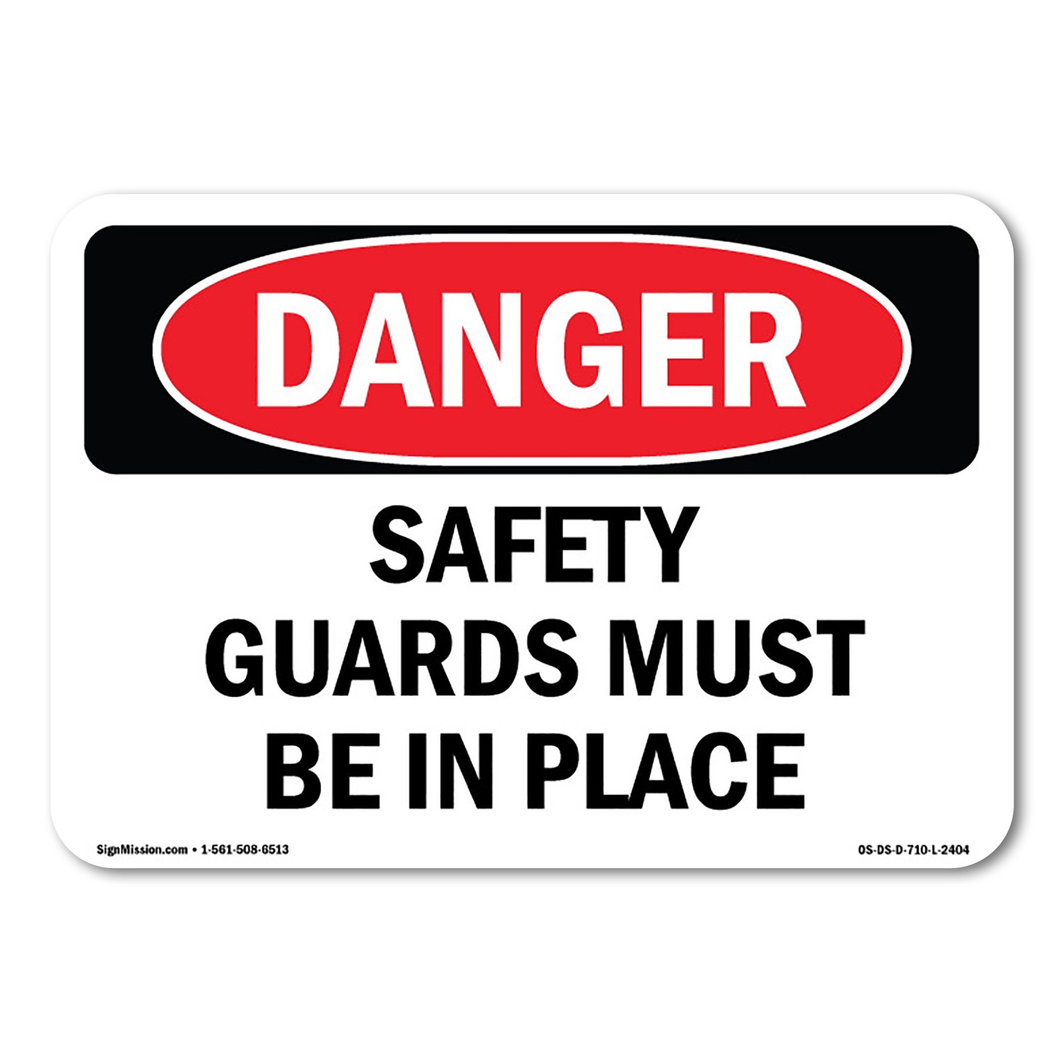 Safety Guards Must Be In Place ANSI Danger Sign Metal Plastic Decal