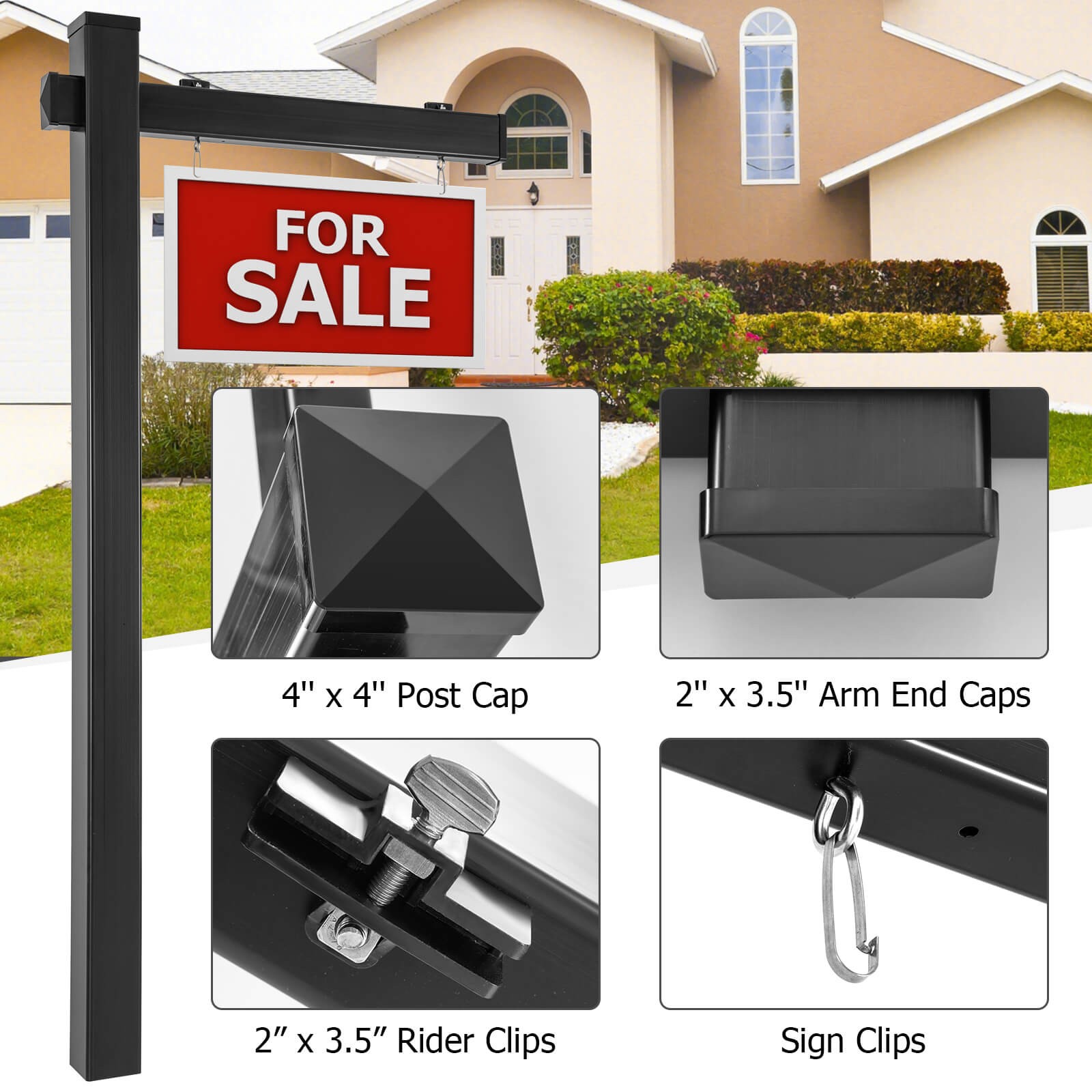6&prime; UPVC Real Estate Sign Post Open House Yard Home for Sale W/Stake