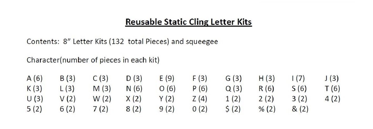 Static Cling 8&Prime; Reusable Window Letters Sign Kit, Red and White