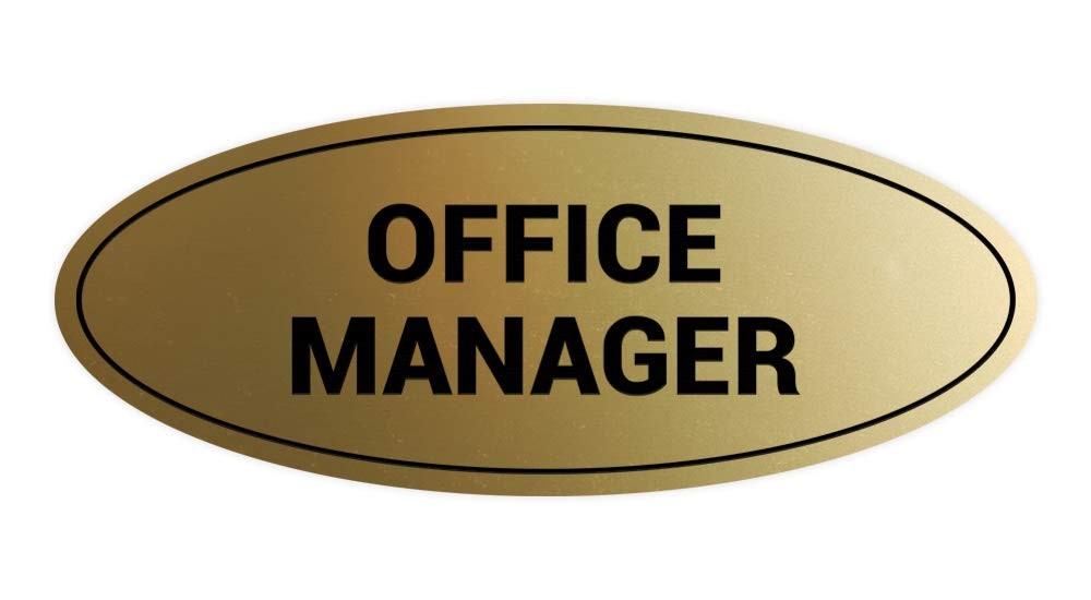 Medium Oval Office Manager Sign Brushed Gold Wall Door Plaque Signage