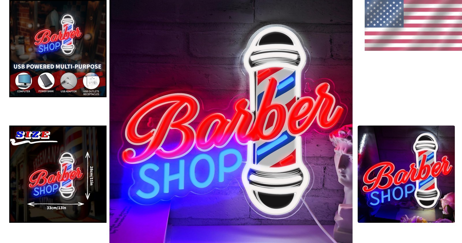 LED Barber Shop Neon Sign 13×11 Inches