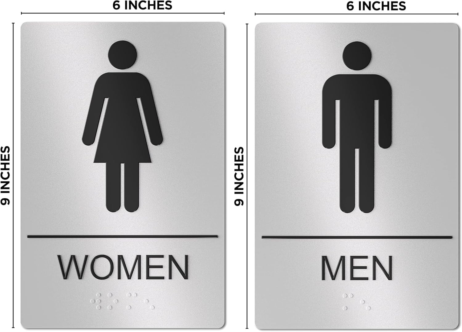 Unisex Bathroom Signs, Restroom Sign For Business – Men 9&Prime;L x 6&Prime;W, Silver