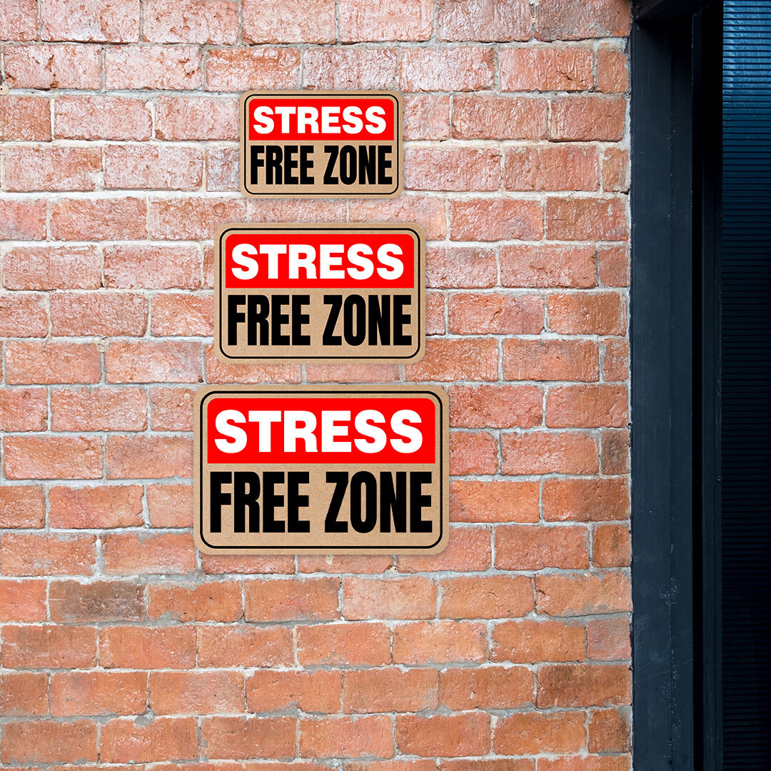 Classic Framed Plus Stress Free Zone Wall or Door Sign | Funny Home Decor
