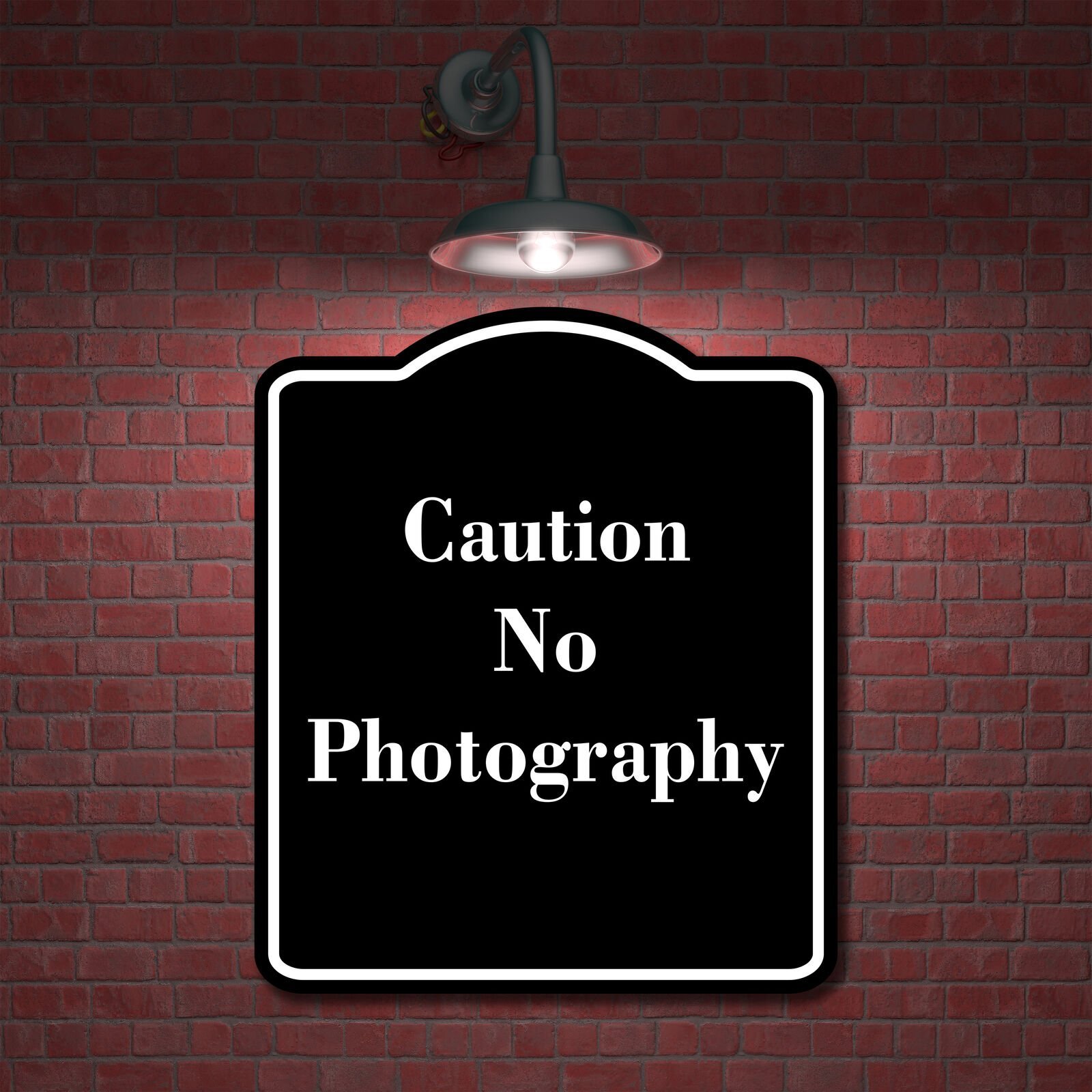 Caution No Photography BLACK Aluminum Composite Sign