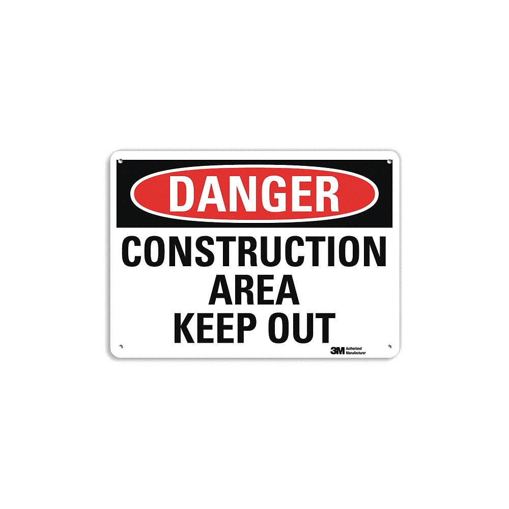 LYLE U3-1244-NA_14x10 Danger Sign,10 in x 14 in,Aluminum 461R68