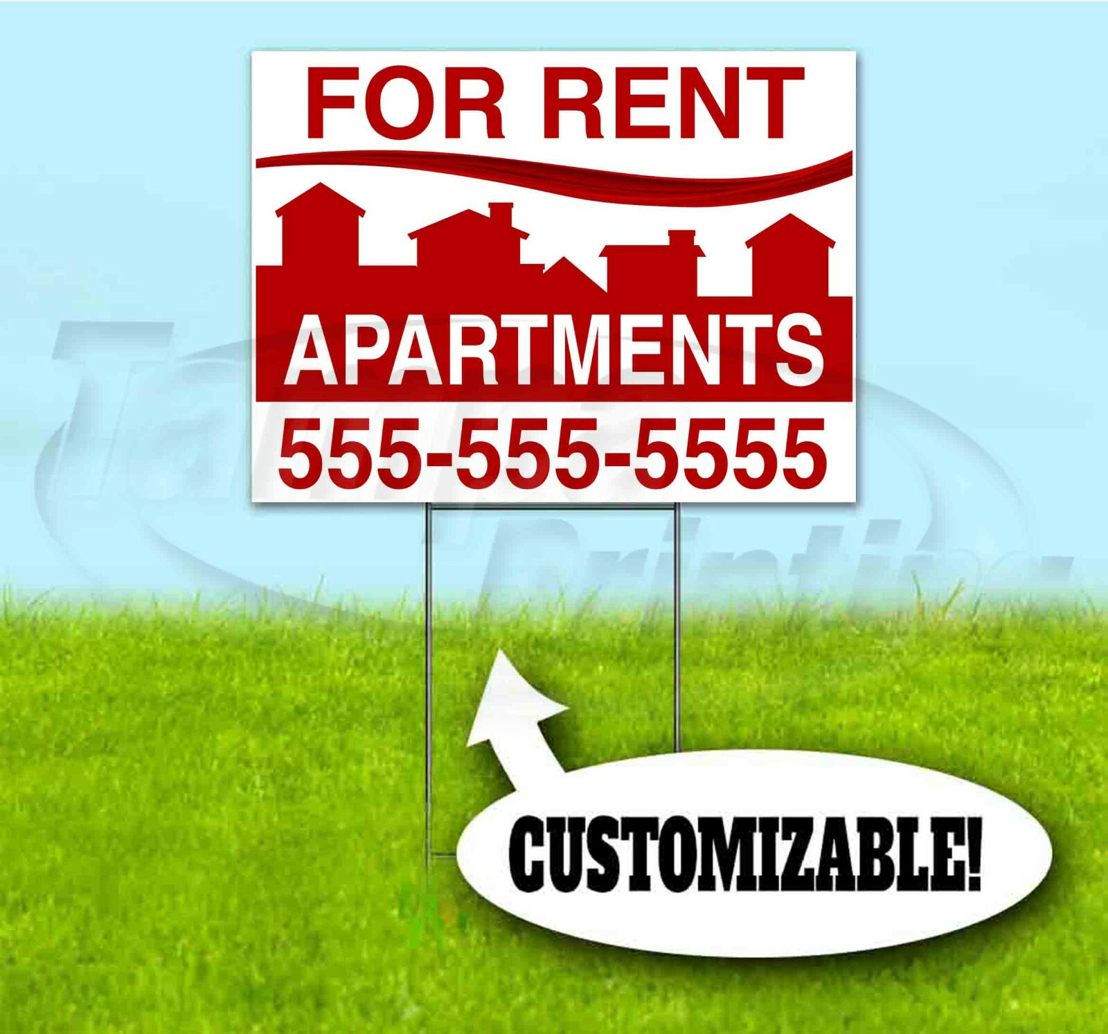 APARTMENTS FOR RENT CUSTOM 18×24 Yard Sign WITH STAKE Bandit REALTOR REAL ESTATE
