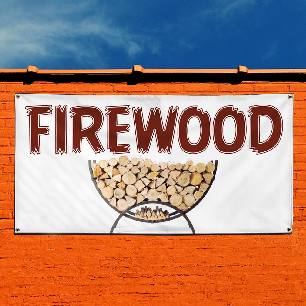 Vinyl Banner Sign Firewood #1 Style C Business Marketing Advertising White