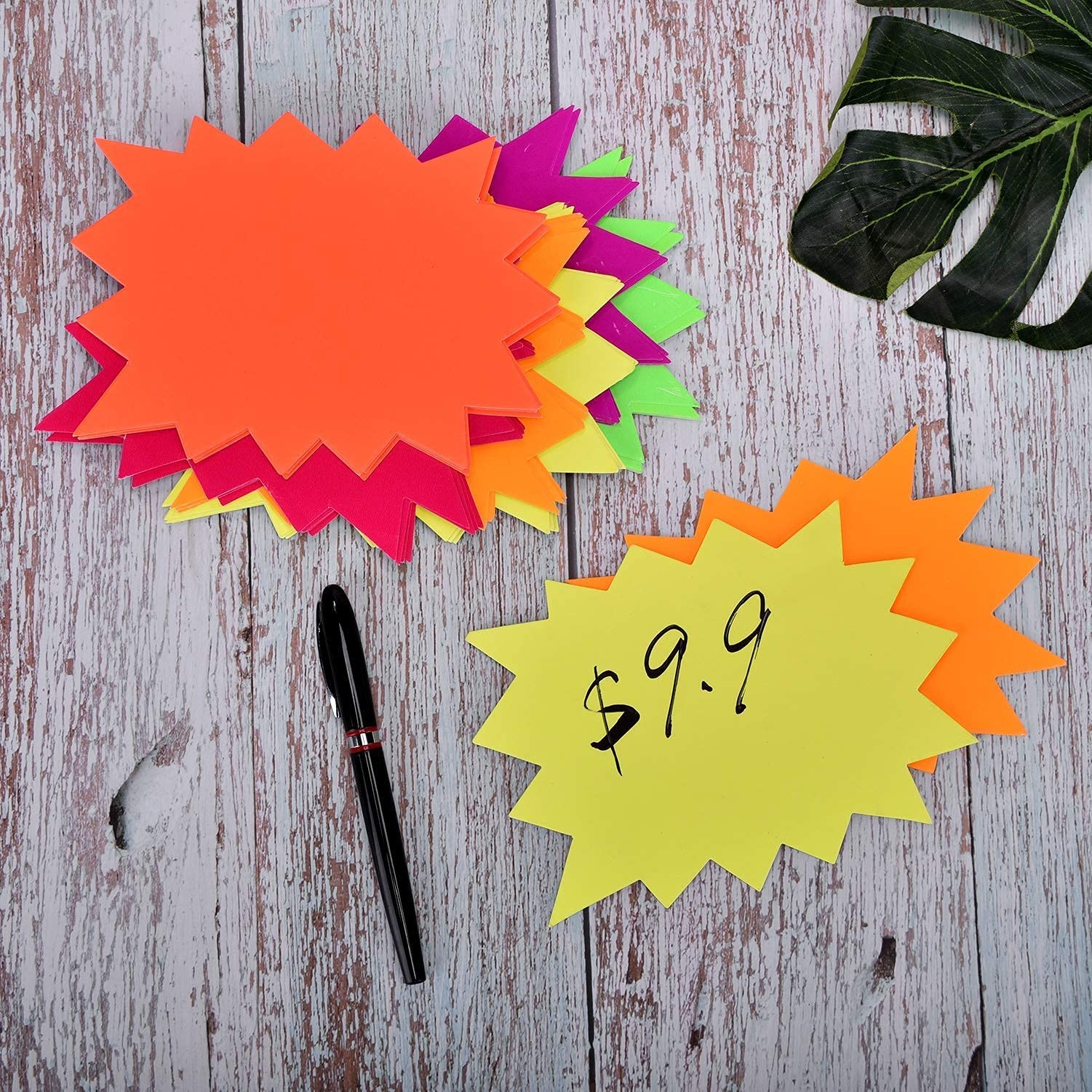 Fluorescent Neon Star Signs 60pcs for Retail, Garage, Yard Sale, Poster Decor