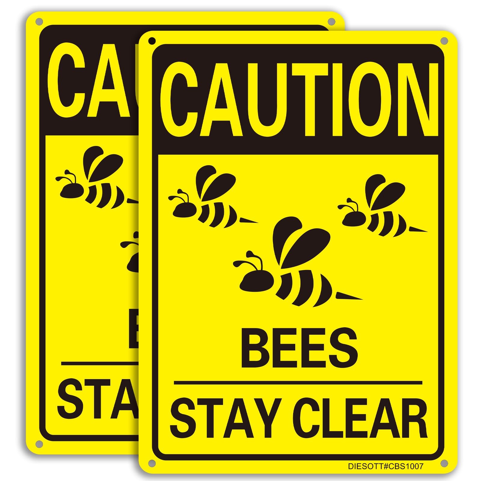 2 Pack Caution- Bees Stay Clear Signs 10×7 inches Aluminum Sign Fade Resistan…