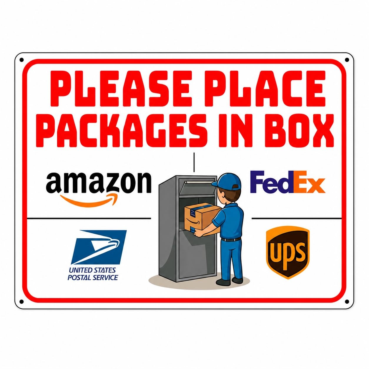 14 x 10 Inch Delivery Sign for Packages, Rust-Free Aluminum Metal Sign with D…
