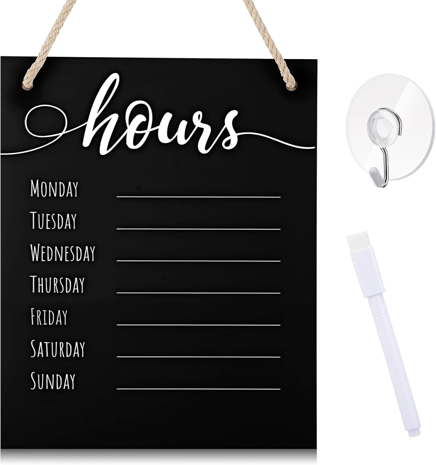 3 Pcs Dry Erase Store Hours Sign Set Include 8 x 10 Inch Erasable Business Hours