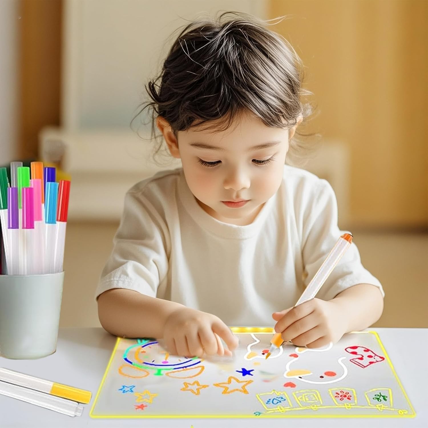 LED Note Board with Colorful Pens, Acrylic Dry Erase Light Up Writing Board, …