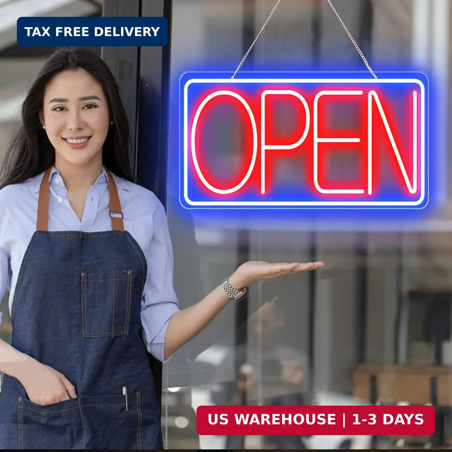 16.5&Prime; X 9&Prime; Led Neon Open Signs for Business – 12V/2A Ultra Bright Led Neon Sign