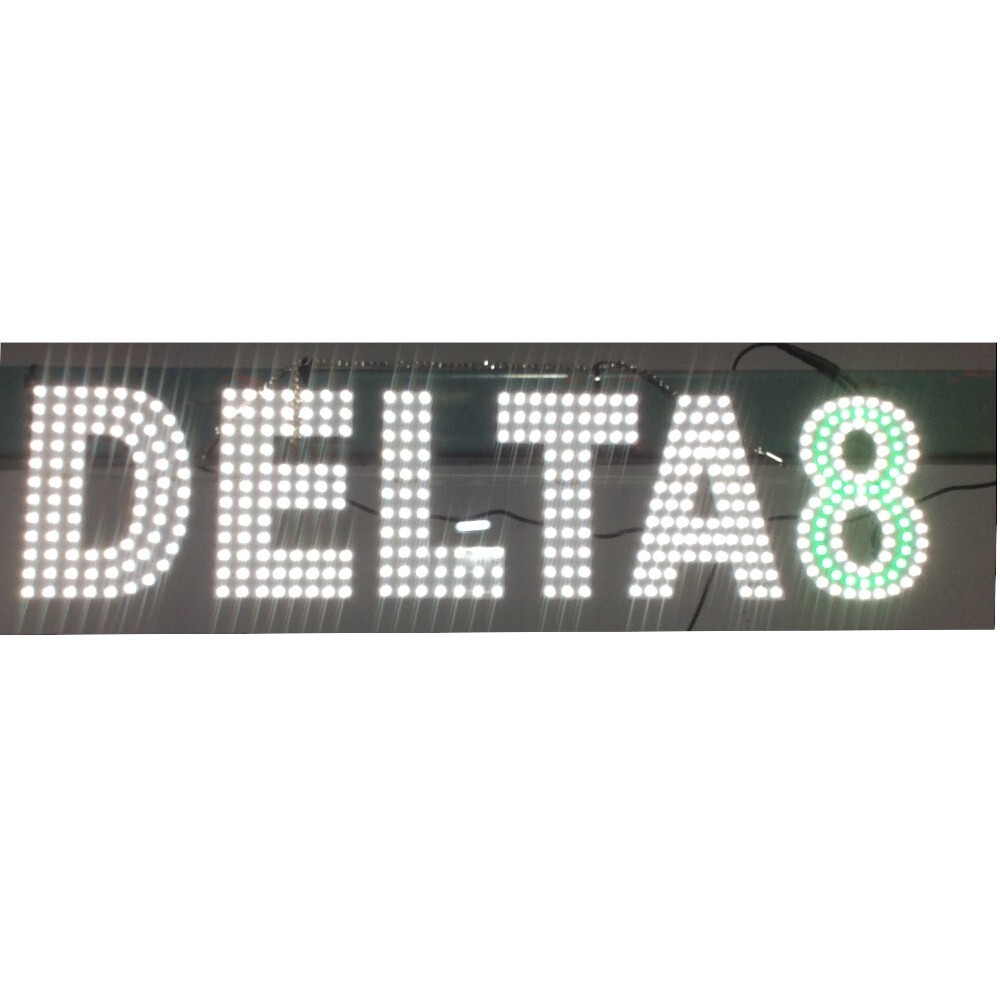 Very Bright LED DELTA 8 SIGN WHITE & GREEN (30″X7″)