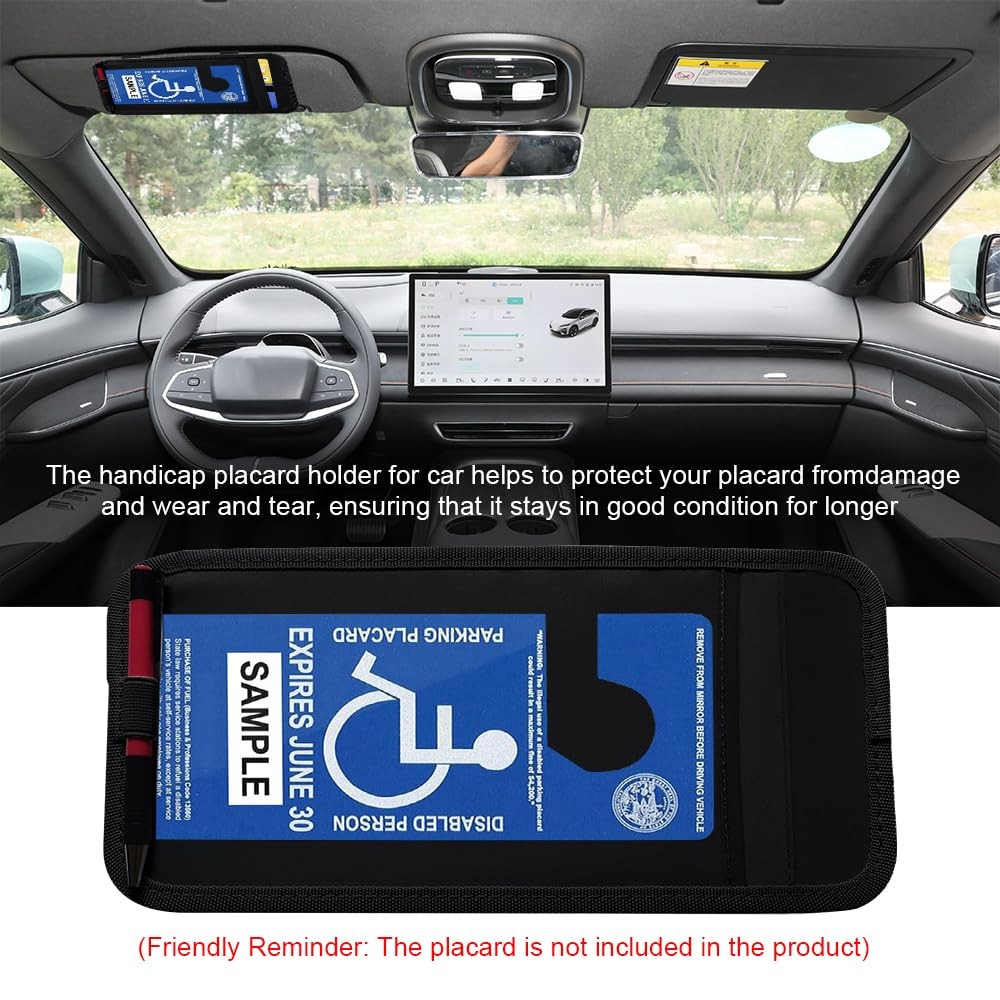2PCS Handicap Placard Holder for Auto, Disabled Parking Permit 2PCS, Black