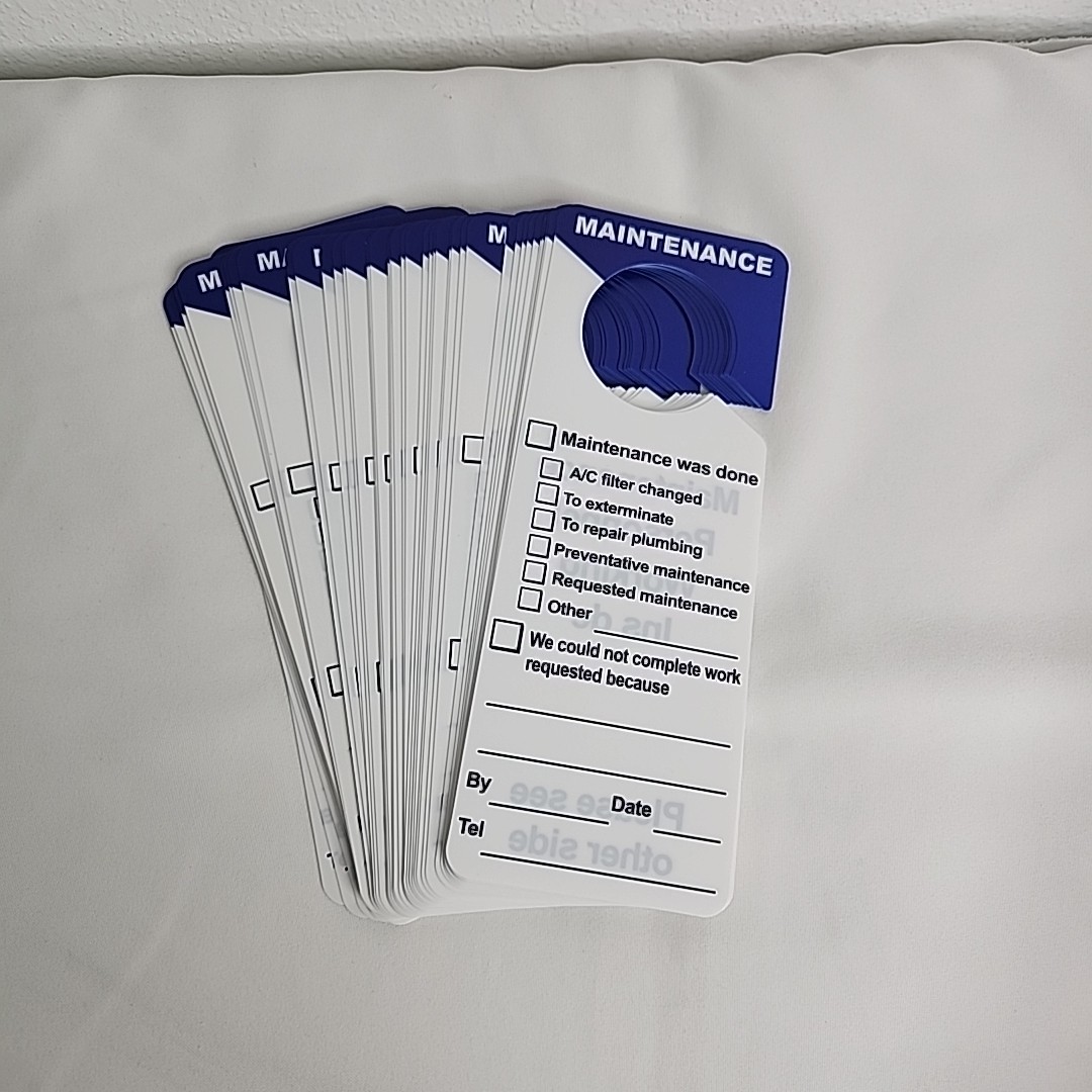 2 Sided Maintenance Door Hanger Maintenance Notification hard Tags 50 pieces