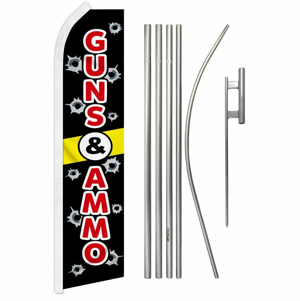 « GUNS & AMMO » Advertising Super Flag & Pole Kit