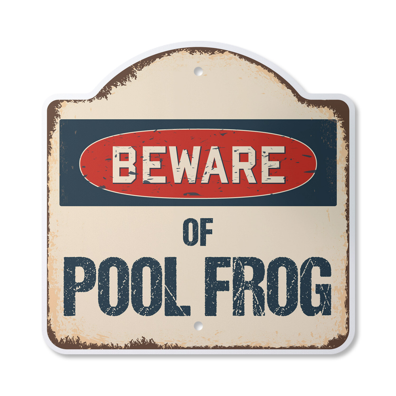 Beware Of Pool Frog Plastic Novelty Sign Classic Rust Wall Plaque