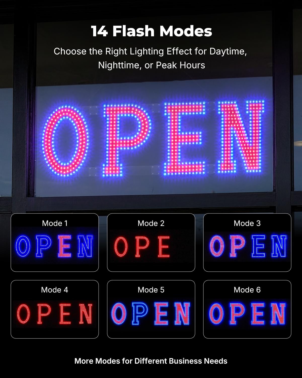 40&Prime; x 12&Prime; Red & Blue LED Display Business Sign with Timer Remote Control