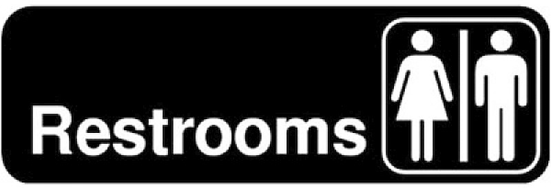 RESTROOMS SIGN Acrylic Plastic Door OR Wall mount bathroom 3&Prime; x 9&Prime; WINCO SGN-313