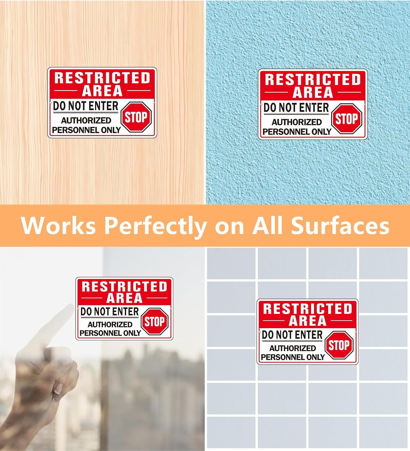 Do Not Enter Signs, Self Adhesive Authorized Personnel Only Sign, (2 Pack) Restr