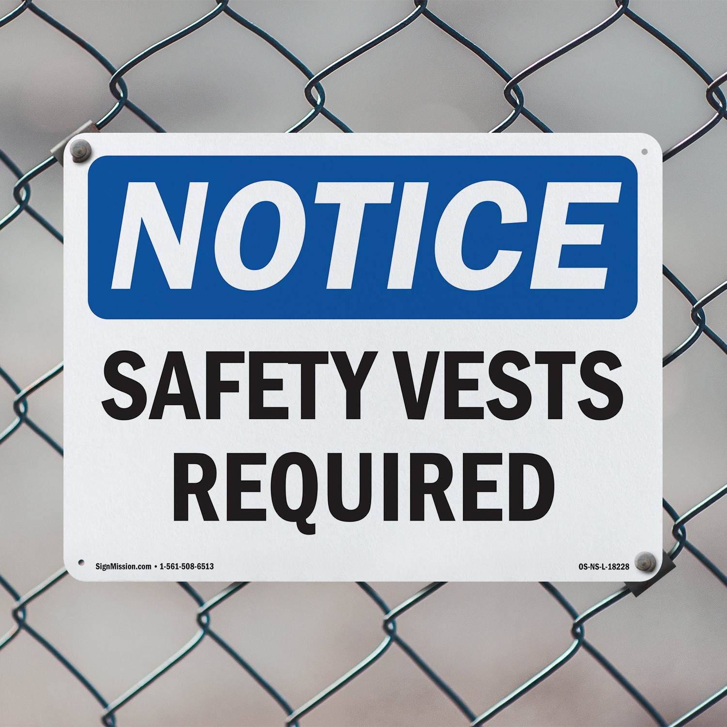 Safety Vests Required OSHA Notice Sign Metal, Plastic, Or Decal – 5 or 10 Pack