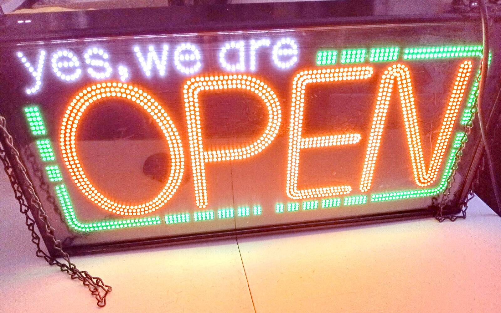 COMMERCIAL OPEN SIGN 25&Prime;X 12&Prime;X 4&Prime; METAL ENCASED BRIGHT AS THE SUN OPEN SIGN