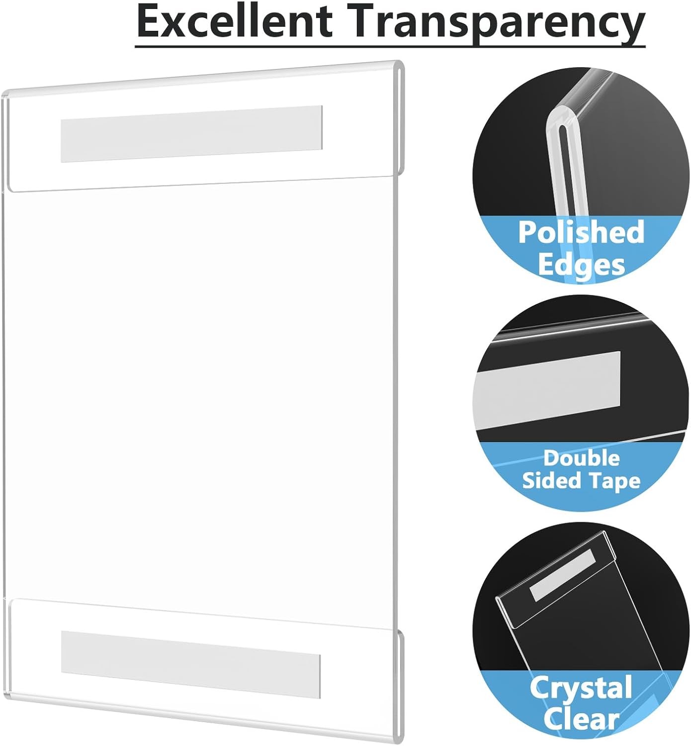 MaxGear Acrylic Sign Holder 8.5 x 11 Wall Mount Clear 8.5×11-2Pack, clear