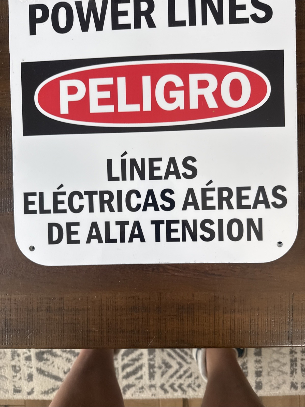 4 Pack Danger Overhead Power Lines Bilingual Sign 12 x 18 in Aluminum for Safety