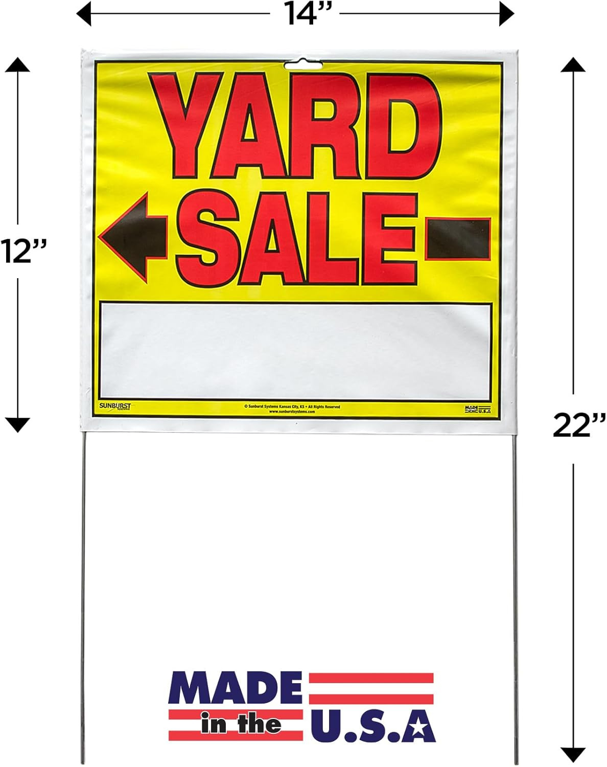 Double Sided Yard Sale Sign with Metal Stake 10 Pack 22 X 14 Yellow Red