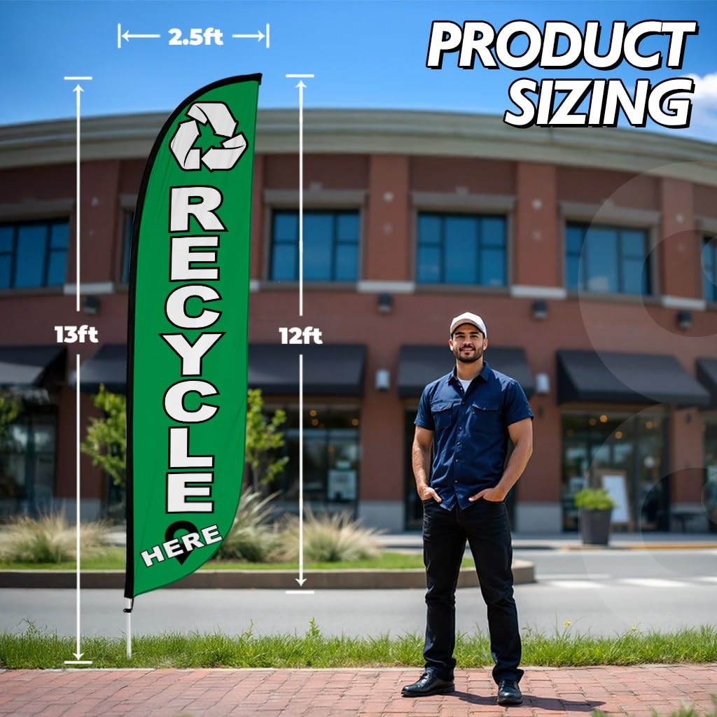Lookourway Feather Flag Pole Kit – 12 Feet Tall Advertising Flag Banner