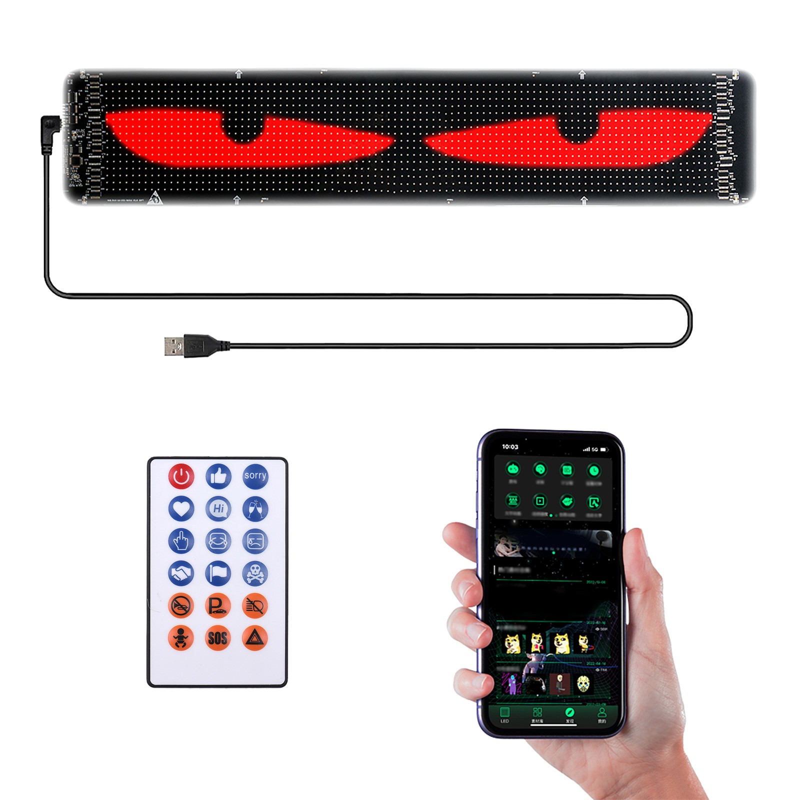 2-DIY Eyes Light For Windshield With Remote And APP Control BT Connect