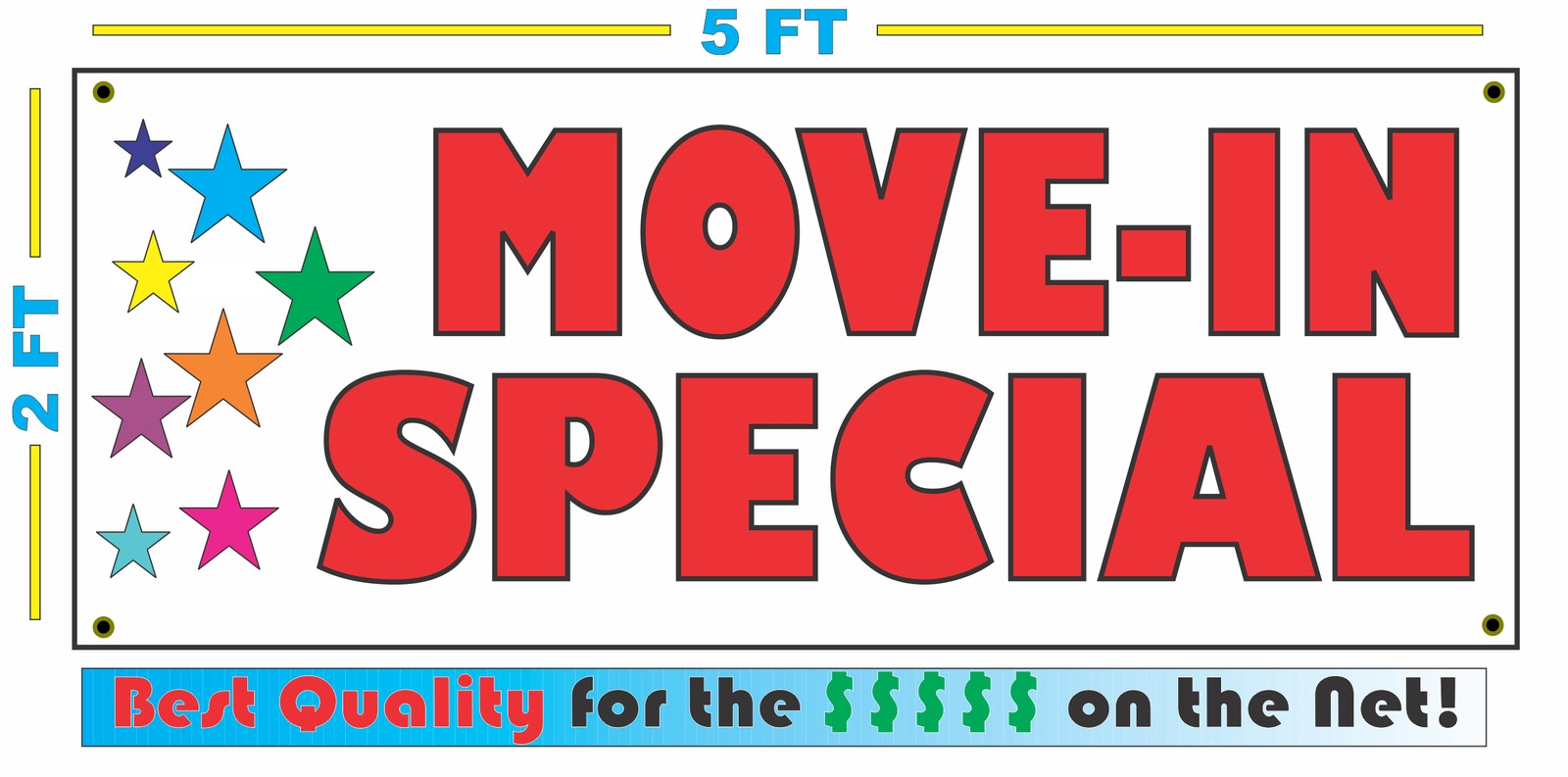 Move-In Special w Multi Colored Stars Banner Sign NEW Larger Size