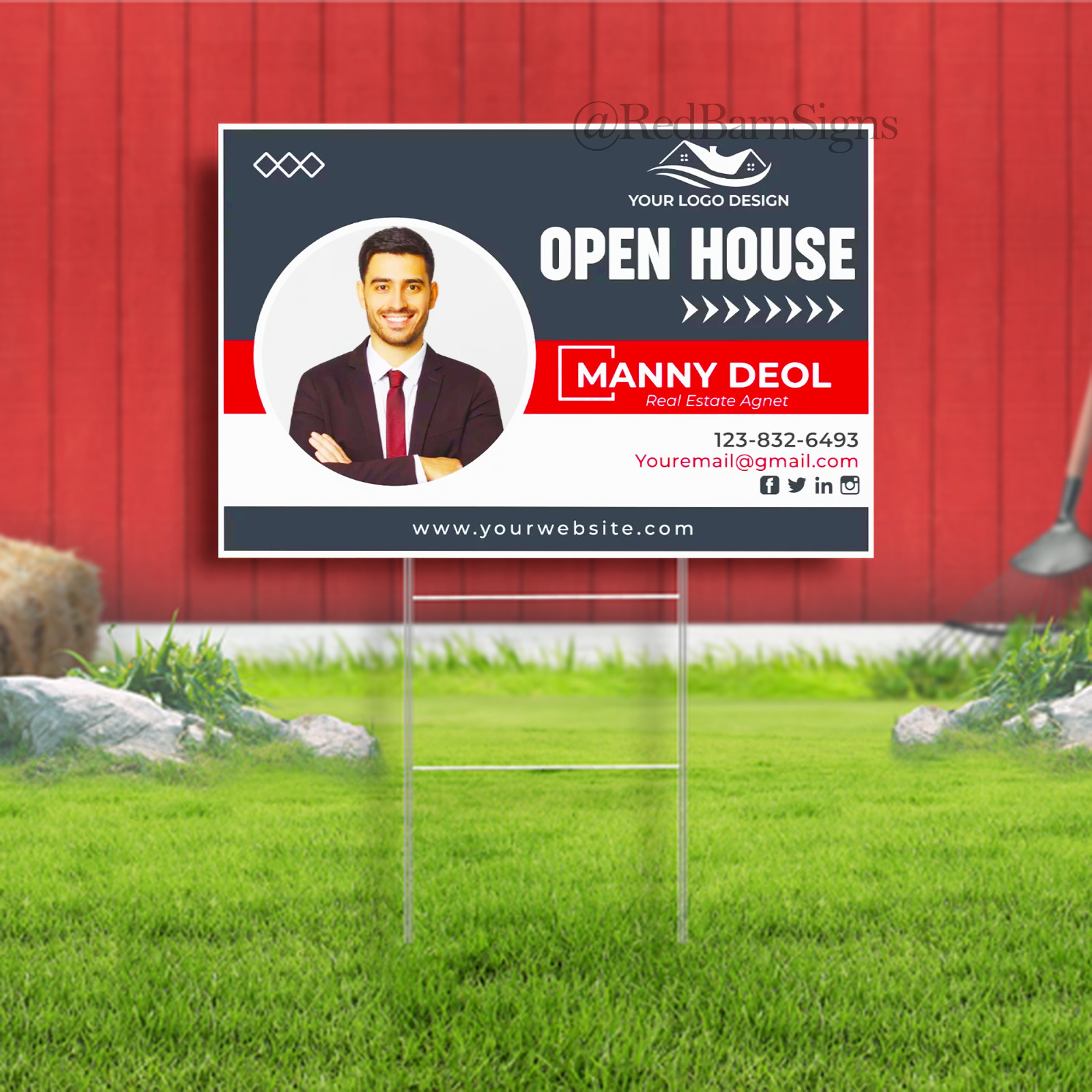 Open House Real Estate Signs Custom Yard Signs 18×24 Corrugated Lawn Sign Large