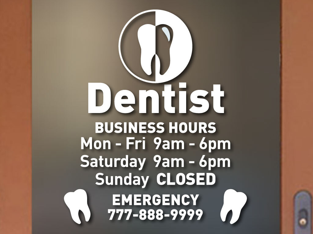 ORIGINAL DENTIST CUTE BUSINESS HOURS COLORS and Sizes PERSONALIZED Sign